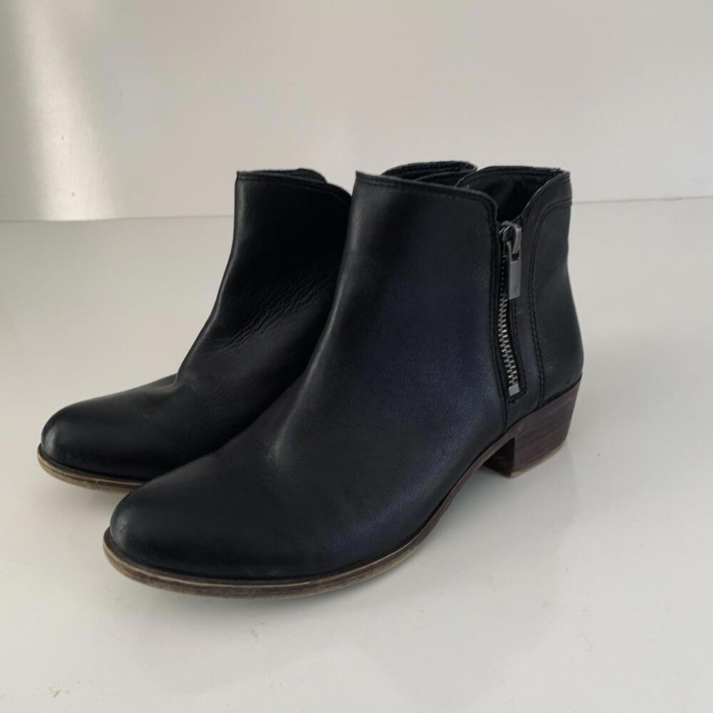 Lucky Brand Breah Double Zipper bootie Stacked Heel Brown Suede Ankle Boot 7.5 - Picture 2 of 9